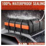Car Rooftop Cargo Carrier Bag, 21 Cubic Feet 100% Waterproof Heavy Duty 840D Car Roof Bag for All Vehicle with/Without Racks - Anti-Slip Mat, 6 Door Hooks, Storage Bags, 2 Extra Straps, Luggage Lock