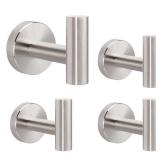 Livabber Bathroom Towel Hooks, 304 Stainless Steel Robe Shower Hooks Wall Mounted, Heavy Duty Towel Hangers for Bathroom Kitchen Bedroom (4 Pack, Brushed Nickel)