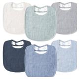 Susurration Muslin Baby Bibs 6 Pack Bandana Drool Bibs,Soft Square Adjustable Baby Drooling Bibs for Unisex Girls & Boys(Blue)