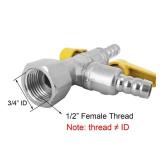 BesNPT Nickel Plated Brass 3 Way Shut Off Gas Valve 3/8" Hose Barb Fitting T Shaped Ball Valve,Split Design 2 Switch Valve for Fuel Air