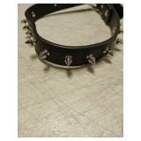 Enjoying Spiked Dog Collar, Leather Spikes Dog Collars for Medium Large Dogs, Adjustable Pet Collar with Rings, Black L