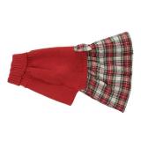 Lanyarco Burgundy Red Knitted Dog Sweater Dress, Plaid Dog Winter Clothes for Dogs Girl, Dachshund Doggy Pet Apparel, Red, Large (L)