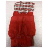 Lanyarco Burgundy Red Knitted Dog Sweater Dress, Plaid Dog Winter Clothes for Dogs Girl, Dachshund Doggy Pet Apparel, Red, Large (L)