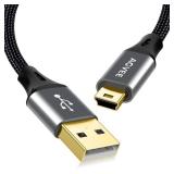 AGVEE 2 Pack 3.3ft Mini USB Cable, Braided Durable USB-A to Mini-B Charger Charging Cord for TI-84, Garmin GPS, Go-Pro Hero 4 3 2 HD, PS3 Controller, Canon Camera, Blue Yeti Microphone, Dark Gray