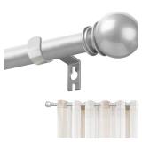 Silver Curtain Rods for Windows 28 to 48 Inch, 5/8" Diameter Heavy Duty Metal Adjustable Small Curtain Rod With Bracket