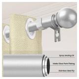 Silver Curtain Rods for Windows 28 to 48 Inch, 5/8" Diameter Heavy Duty Metal Adjustable Small Curtain Rod With Bracket