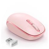 TECKNET Wireless Mouse, 2.4G Quiet Computer Mouse with USB Receiver, 4 Buttons Portable Cordless Mice for Chromebook, Laptop, PC, Mac, 800/1200/1600 DPI - Pink