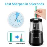 JARLINK Electric Pencil Sharpener, Heavy-Duty Helical Blade to Fast Sharpen, Auto Stop for No.2/Colored Pencils(6-8mm), AC Adapter/Battery Operated in School Classroom/Office/Home (Black)
