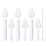 Carebabymore 8 Pcs Sponge Nipple Bottle Brushes, Baby Bottle Brush with 3 Pcs Nipple Cleaner, 3 Pcs Replacement Heads and 2 Pcs Straw Brushes, White