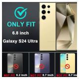 TFDSEUGH for Samsung Galaxy S24 Ultra Case with 2Pcs Tempered Glass Screen Protector and 1Pcs Camera Lens Protector, 3 in 1 Heavy Duty Shockproof/Drop Proof/Dust Proof Case (Navy Blue)