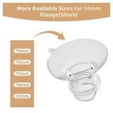 Flange Inserts 15mm Compatible with Medela/Spectra/TSRETE/Elvie/Momcozy/Bellababy Breast Pump 24mm Shields/Flanges, Reduce 24mm Nipple Tunnel Down to 15 mm, 4PCS