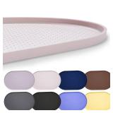 Hubulk 100% Waterproof Silicone Pet Feeding Mat with Raised Edge for Food and Water, Dog Bowl Mats, Cat Bowls Placemat with High Lip Protects Floor for Cats and Dogs (White Sand, 19" L x 12" W)