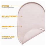 Hubulk 100% Waterproof Silicone Pet Feeding Mat with Raised Edge for Food and Water, Dog Bowl Mats, Cat Bowls Placemat with High Lip Protects Floor for Cats and Dogs (White Sand, 19" L x 12" W)