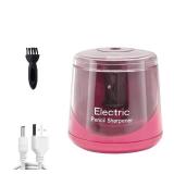 Electric Pencil Sharpener, Battery (Not lncluded) or USB Powered Small Portable for NO2 Pencils, Automatic for Home and Office (Pink)