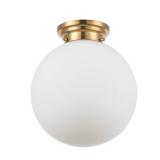 GLOBE Electric 65694 Portland 1-Light Semi-Flush Mount Ceiling Lighting, Matte Brass, Opal Glass Shade, Bulb Not Included
