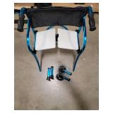 Narrow Walkers for Seniors with Seat, Lightweight Folding Space Saver Mobility Rolling Walker,Height Adjustable Standard Walker with Aluminum Frame, 5-inch Wheels, Compact Travel Walker (Blue), Retail