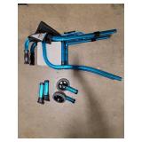 Narrow Walkers for Seniors with Seat, Lightweight Folding Space Saver Mobility Rolling Walker,Height Adjustable Standard Walker with Aluminum Frame, 5-inch Wheels, Compact Travel Walker (Blue), Retail