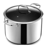 HexClad Hybrid Nonstick 10-Quart Stockpot with Tempered Glass Lid, Stay-Cool Handles, Dishwasher-Friendly, Oven-Safe Up to 900°F, Induction Ready, Compatible with All Cooktops - Retail $200