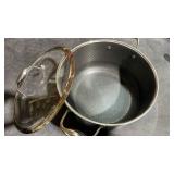 HexClad Hybrid Nonstick 10-Quart Stockpot with Tempered Glass Lid, Stay-Cool Handles, Dishwasher-Friendly, Oven-Safe Up to 900°F, Induction Ready, Compatible with All Cooktops - Retail $200