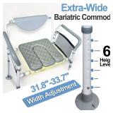 Aliseniors Heavy Duty Bedside Commode, 500lbs Extra-Wide Bariatric Commode Chair for Adults & Seniors, Portable Toilet Seat with Arms, Adjustable Potty Chair Bucket with Lid, Tool-Free Assembly, Retai