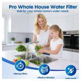 Whole House Water Filter System, 3-Stage Home Water Filtration System Highly Reduces Chlorine Odor,Taste, Delivers Crisp Water for Healthier Skin, 3/4" Ports with 2 Valves, Extra 2 Sets Filter Supply,