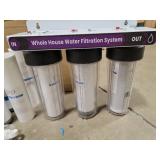 Whole House Water Filter System, 3-Stage Home Water Filtration System Highly Reduces Chlorine Odor,Taste, Delivers Crisp Water for Healthier Skin, 3/4" Ports with 2 Valves, Extra 2 Sets Filter Supply,