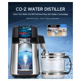 CO-Z 1.1 Gallon Water Distiller, 4L Countertop Distilled Water Machine with Timer Reservation and Glass Pot, 750W 304 Stainless Steel Distilled Water Maker for Home Office Drinking Water Purification,