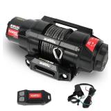 X-BULL 5000lbs Electric Winch - 12V DC Power Waterproof Synthetic Rope Winch with Hawse Fairlead, Wireless & Wired Remote with Mounting Plate for ATV/UTV,Boat Trailer Winch, Retail $170