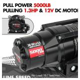 X-BULL 5000lbs Electric Winch - 12V DC Power Waterproof Synthetic Rope Winch with Hawse Fairlead, Wireless & Wired Remote with Mounting Plate for ATV/UTV,Boat Trailer Winch, Retail $170