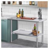 Hally Stainless Steel Table for Prep & Work 24 x 48 Inches, NSF Commercial Heavy Duty Table with Undershelf and Galvanized Legs for Restaurant, Home and Hotel, Retail $180