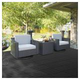 Neoaider 36PCS Plastic Interlocking Decking Tiles 12" x 12", 36 sq. ft Waterproof Outdoor Flooring All-Weather, Patio Floor Decking Tile for Garden Porch Poolside Balcony Backyard, Dark Grey, Retail $