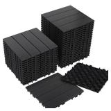 Neoaider 36PCS Plastic Interlocking Decking Tiles 12" x 12", 36 sq. ft Waterproof Outdoor Flooring All-Weather, Patio Floor Decking Tile for Garden Porch Poolside Balcony Backyard, Dark Grey, Retail $