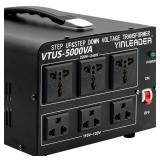 Yinleader 5000W Voltage Converter Transformer Step Up 110V-120V to220V-240V or Step Down 220V to 110V AC Power Converter w/US Standard Power Cord,Circuit Breaker Protection Retail $139.99 FACTORY SEAL