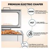 Electric Chafing Dish Buffet Server Set, Stainless Steel Full Size & Half-Size &Three-Section Food Pan with Temp Control, Roll Top Stainless Steel Food Warmers for Catering Buffet (A-01), Appears New,