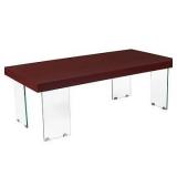 Set of 12 New Flash Furniture Forest Hills Collection Red Cherry Wood Grain Finish Coffee Table with Glass Legs