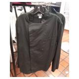 APPEARS NEW - Chefwear Professional Black Chef Coat. Size Medium 2 Pack