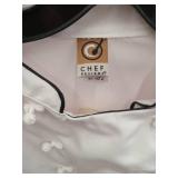 APPEARS NEW - Chef Designs White Professional Kitchen Coat with Black Trim XL
