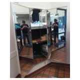 Full-length, three way, or tri fold professional fitting room mirror with heavy duty stain aluminum framing. All three panels measure 20inches x 60inches   - Retail: $1150