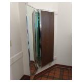 Full-length, three way, or tri fold professional fitting room mirror with heavy duty stain aluminum framing. All three panels measure 20inches x 60inches   - Retail: $1150