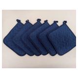 Navy Blue Cotton Pot Holders - Set of 6