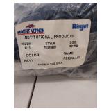 APPEARS NEW - Mount Vernon Riegal Permalux Navy Blue 90 Round Tablecloth set of 6