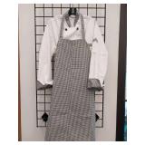Chef Trends Professional White Coat with Gingham Trim (Medium) and Matching Apron
