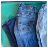 American Eagle White & Blue Denim Jeans Collection - Size 00 & 0