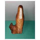 Vintage Hand Carved Wooden Parrot on a Stump. (repaired)