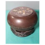 Vintage Japanese Wood Nut Bowl and Base with Nutcracker Set