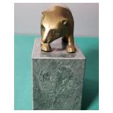 Wall Street Bull and Bear Brass Bookends with Marble Base