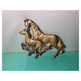 Cast Aluminum Running Horse and Colt. 16x14 Inches