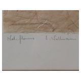 Vintage Pressed Wildflower Botanical Art in Green Frame. Natural Flowers by E. Waldman.  7x12.5 Inches