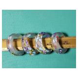 Murano Style Millefiori Glass Napkin Ring Set