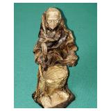 Vintage Paper Mache Woman Carrying Basket . 8 Inches
